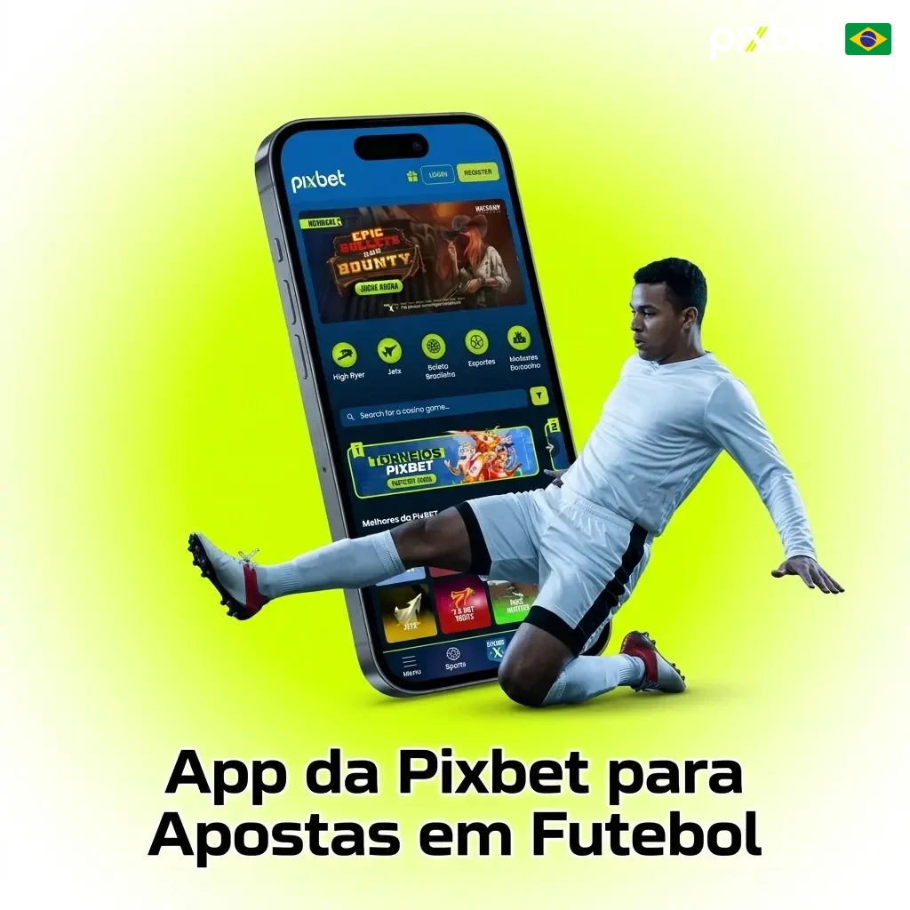App da Pixbet para apostas em futebol no celular, disponível para Android e iOS com odds ao vivo e Pix