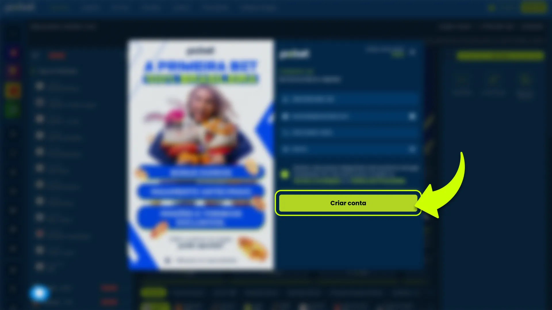 Pressione o botão para finalizar o processo de cadastro no Pixbet.