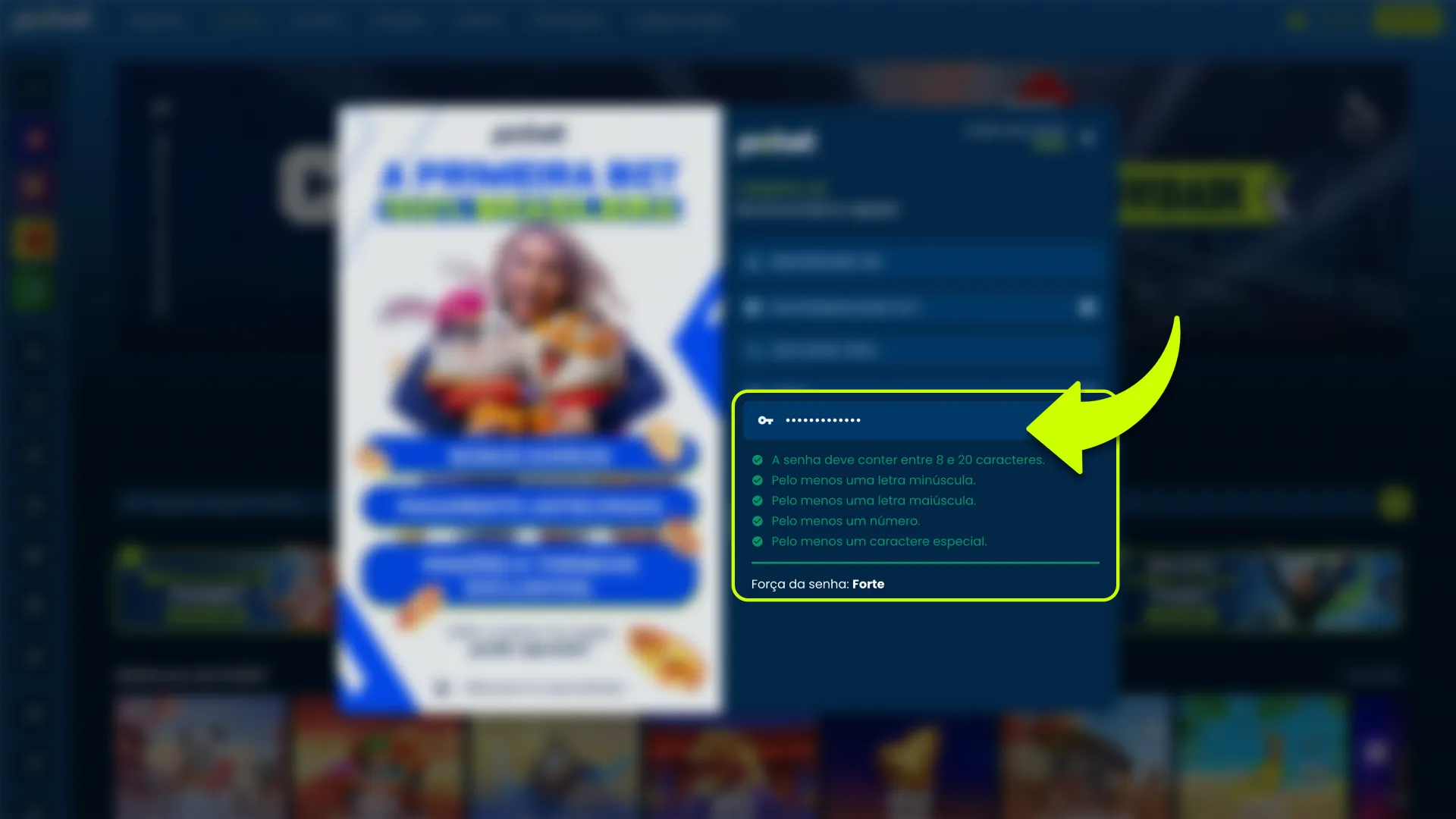 Defina uma senha forte para proteger sua conta Pixbet.