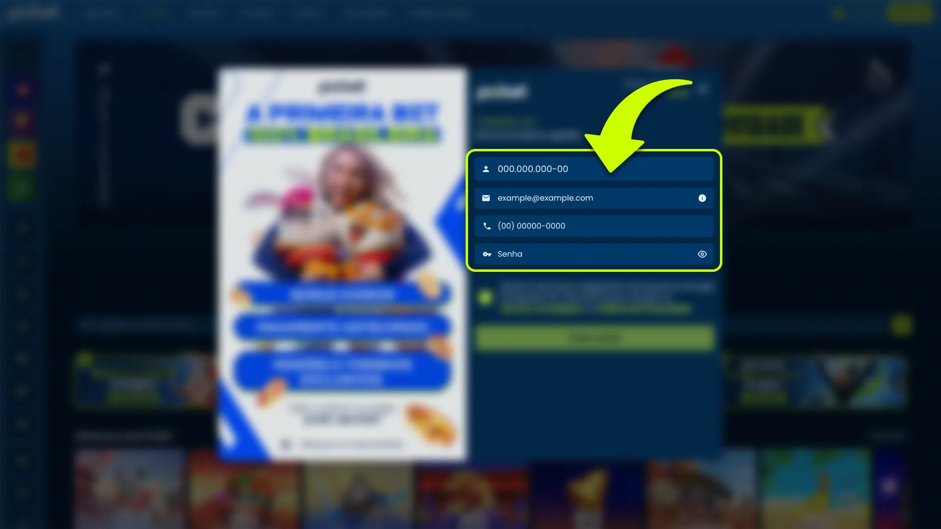 Insira suas informações pessoais no Pixbet para confirmar sua identidade.