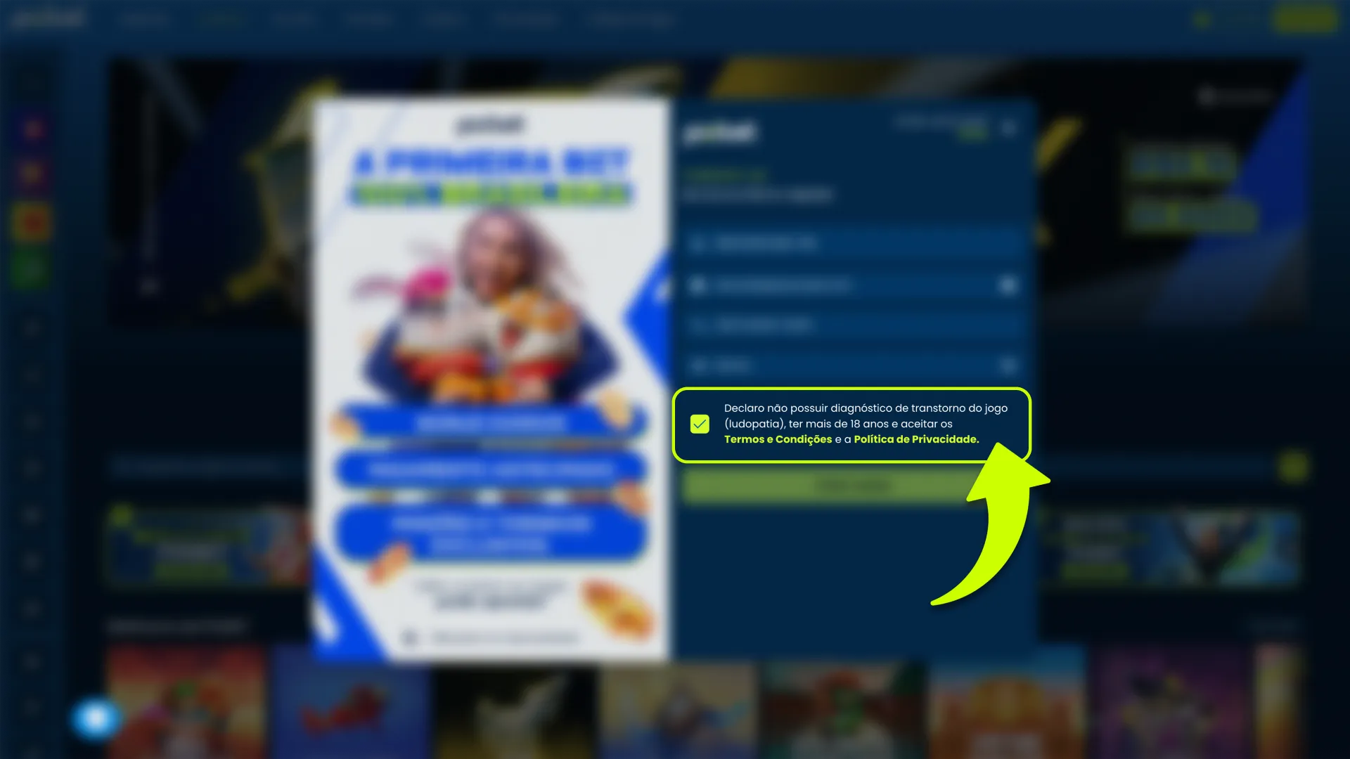 Aceite os termos e condições da plataforma Pixbet.
