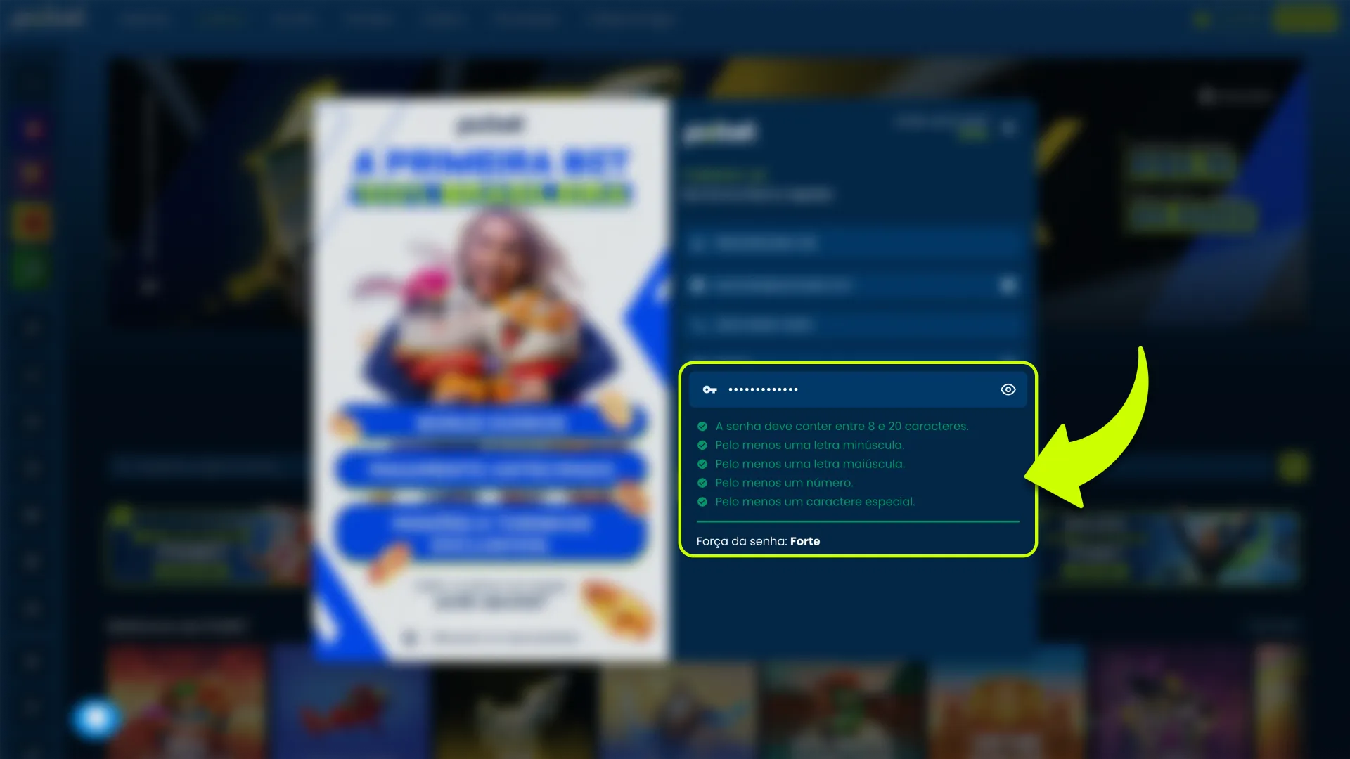 Defina uma senha forte para proteger sua conta Pixbet.