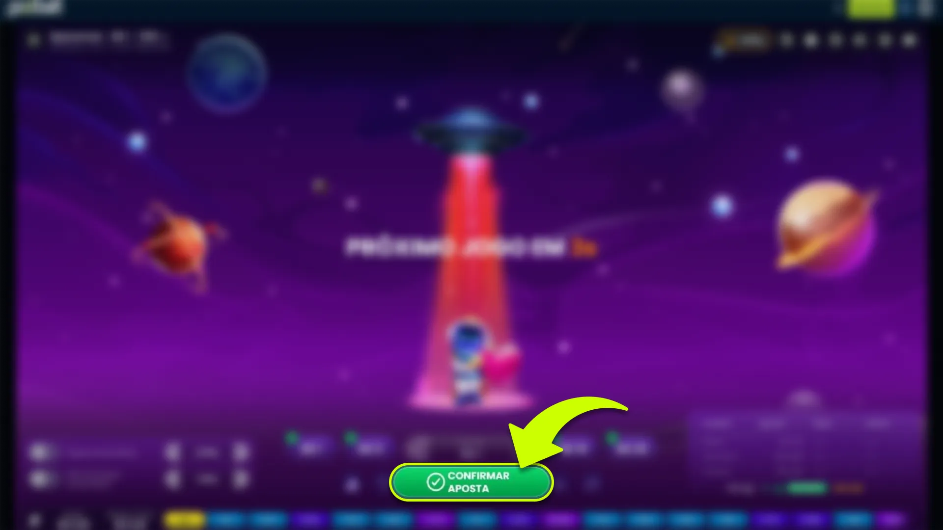 Pressione o botão de confirmação no Pixbet Spaceman.